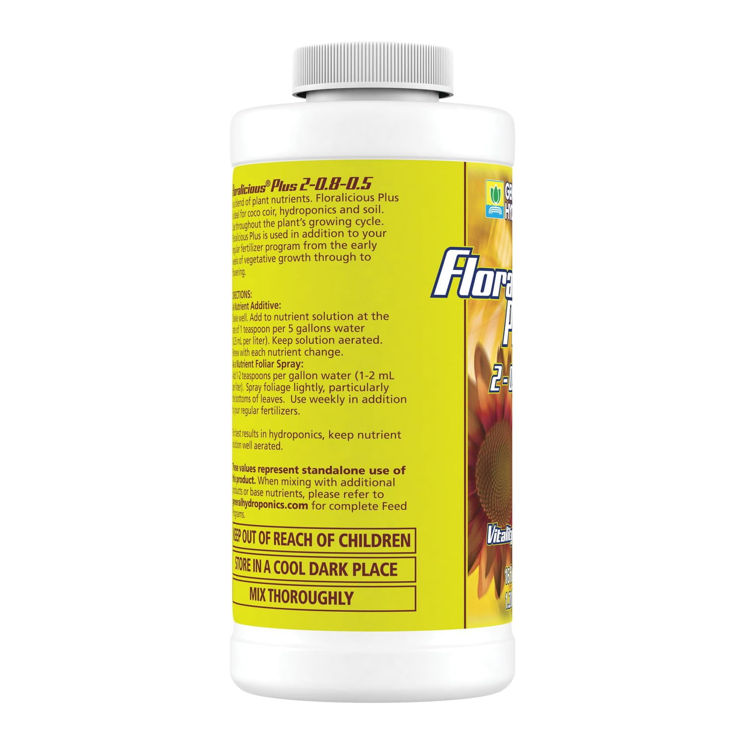 General Hydroponics Floralicious Plus, Vitality Plant Food, 2-0.8-0.5, 16.oz.