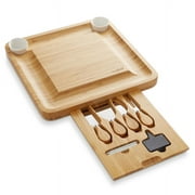 Bamboo Cheese Board Gift Set, Charcuterie Serving Tray with Bowls & Knives