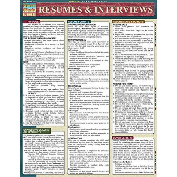 Pre-Owned Resumes & Interviews (Quickstudy: Business), 9781572225466, 1572225467, Paperback,