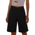 thumbnail image 2 of Pxxlle Knee Length Shorts for Women with Pockets Casual Summer High Waisted Work Office Shorts Business Dress Wide Leg Shorts Black XL, 2 of 9
