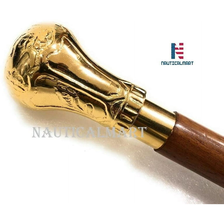 Vista International Gold Crooked Brass Handle Walking Stick – Better Canes  & Umbrellas Inc