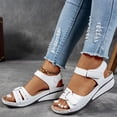thumbnail image 3 of Orthopedic Sandals for Women Comfortable Low Wedges Breathable Footbed Arch Support Walking Shoes with Adjustable Strap White Size 9, 3 of 7