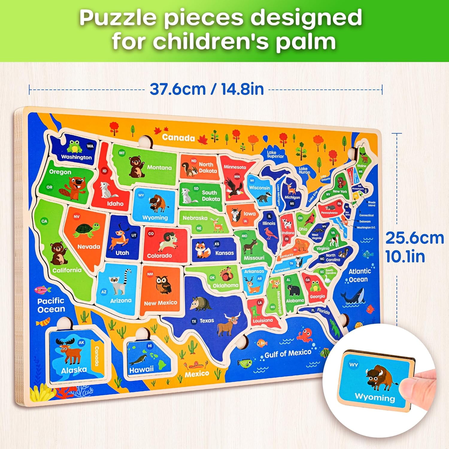 SYNARRY Wooden Puzzles for Kids Ages 3-8, USA, World Map & Solar System Jigsaw Puzzle Set, Wood Jigsaw Puzzles Educational Games Toys Gifts for Boys Girls