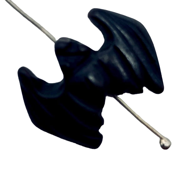 Hematite Bat Semi Precious Gemstone Animal Figurine | 21x16x5mm | Silver | 1 Figurine