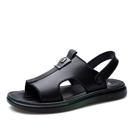 

ZBCHLS Mens Sandals Leather Casual Sandals Open Toe Non-Slip Ankle Strap Fashion Summer Shoes