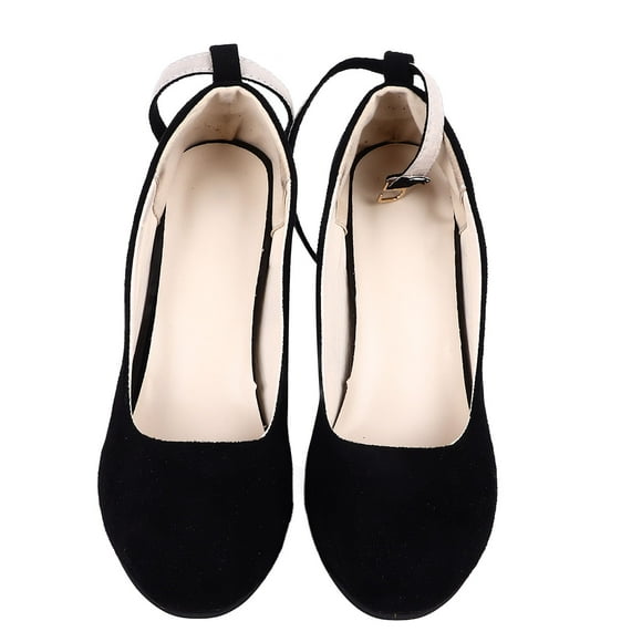 Women Pumps Closed Heels, Stable Women Heels Pump Shoes Round Toe  for Parties Black