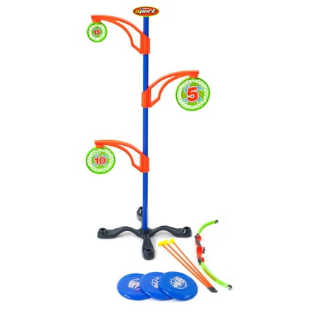 - Sport Squad Bullseye Bash Flying Disc and Archery Magnetic Target Practice Game, 3ct Multi-Sized Magnetic Targets, 3ct Mini Flying Discs, 3ct Suction Cup Arrows, Bow