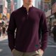 thumbnail image 1 of pstuiky camisa de manga larga para hombre, Sudadera informal holgada de cuello alto con media cremallera y manga larga para hombre Tops de hombre l, 1 of 8