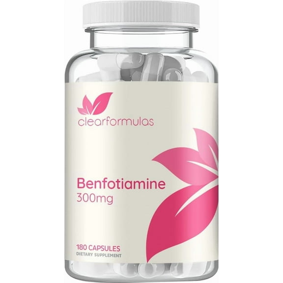 ClearFormulas Benfotiamine Capsules, Thiamine B1 Supplement for Heart Health, 300mg, 180 Count