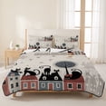 thumbnail image 3 of Twin Quilt Set 68''x86'', Black Cat Lightweight Summer Bedspread Coverlet Set with 2 Pillow Shams, Cartoon Modern Art Breathable All Season Quilt Bedding for Dorm/Bedroom, 3 of 9