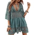 thumbnail image 1 of Vestido de playa de encaje con cuello en V Eomenie, cubre bikini, verde, 1 of 7