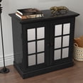 thumbnail image 5 of CQSXDA 3D Wood Grain Storage Sideboard Cabinet With 2 Acrylic Mirrored Doors And Adjustable Shelf For Living Room, Black, 5 of 17