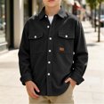 thumbnail image 3 of SERTGUTR Boys Corduroy Shirt Jacket, Button Front Collared Long Sleeve, Chest Flap Pocket Loose Fit Solid Color, Casual Everyday School Fall Winter Shirt Jacket, 3 of 7