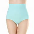 thumbnail image 2 of Gibobby Braguita cintura alta Calzoncillos talla grande para mujer, cintura ultraalta, Color sólido, calzoncillos sin rastro seda helada, no se atraparán en el medio del trasero（Azul, 4XL), 2 of 5