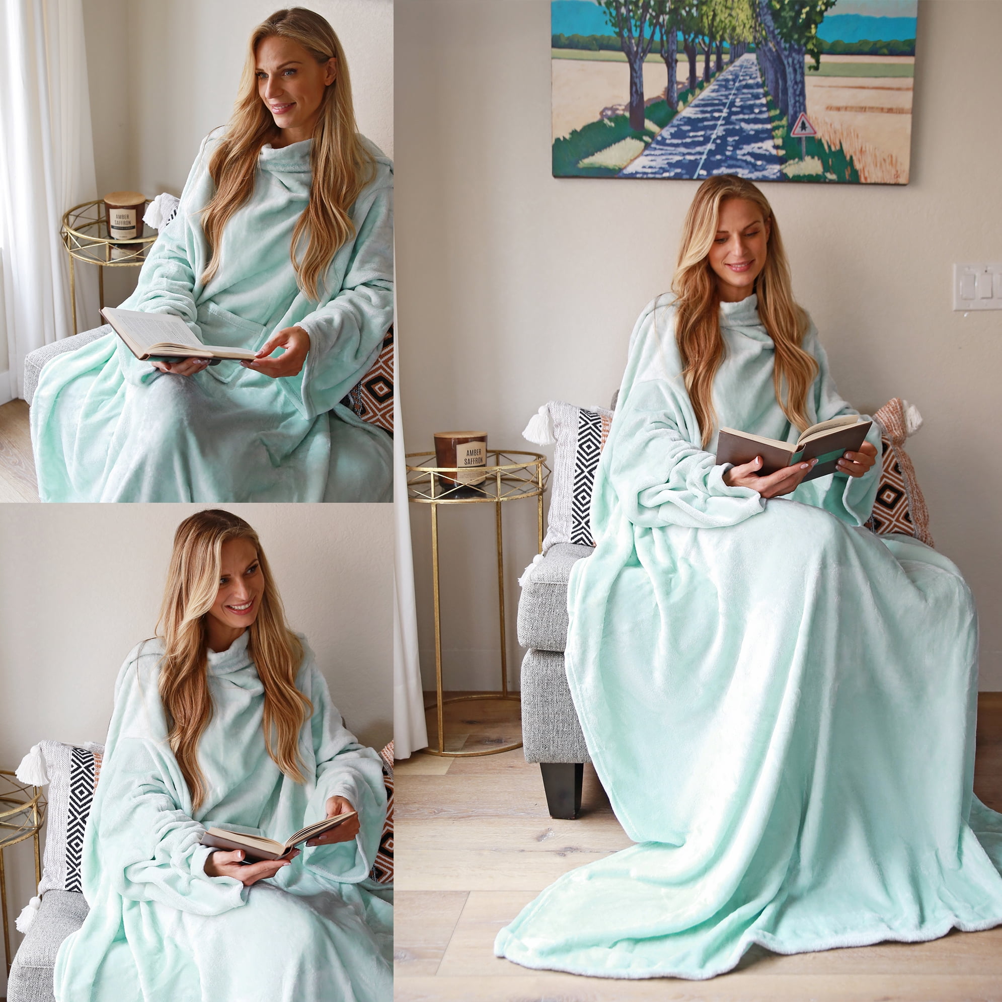 home comforts blanket Blanket with Sleeves, Super Soft Wearable TV Blanket Robe Fleece for Adults 73 x 51”| Cozy Warm, Lightweigh