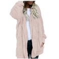 thumbnail image 2 of IMENGL Autumn winter solid color pocket plush warm cardigan, Pink 2XL, Size M-5XL, 2 of 7