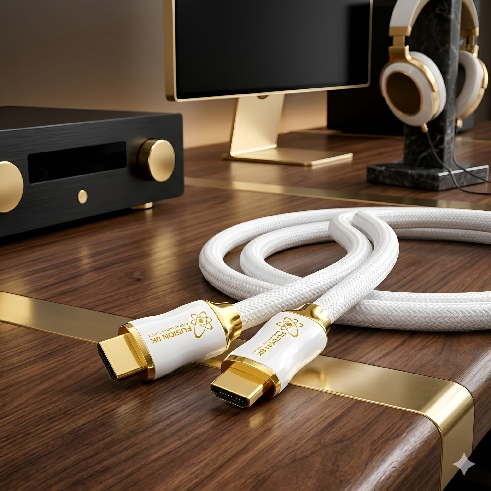 Fusion8K White HDMI 2.1 Cable 6ft - Certified 48Gbps 8K 4K 120Hz, Nylon Braided for PS5 Xbox Series X, HDR eARC VRR ALLM