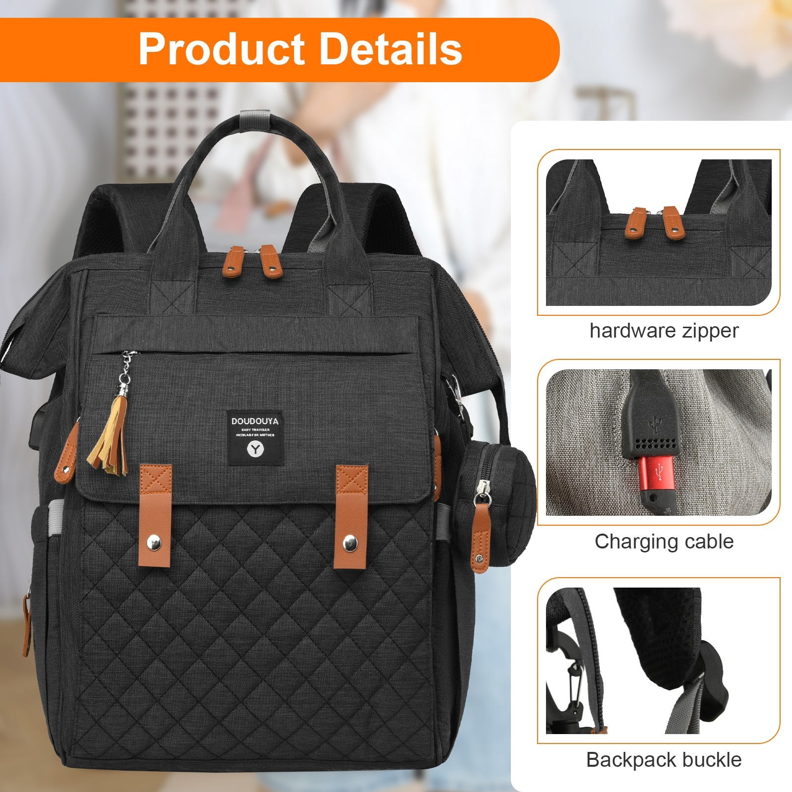 TOPCHANCES Diaper Bag Backpack, Multifunctional Baby Bag with Changing Station, 45L Large Capacity Baby Diaper Bags for Outdoor Travel (Black)