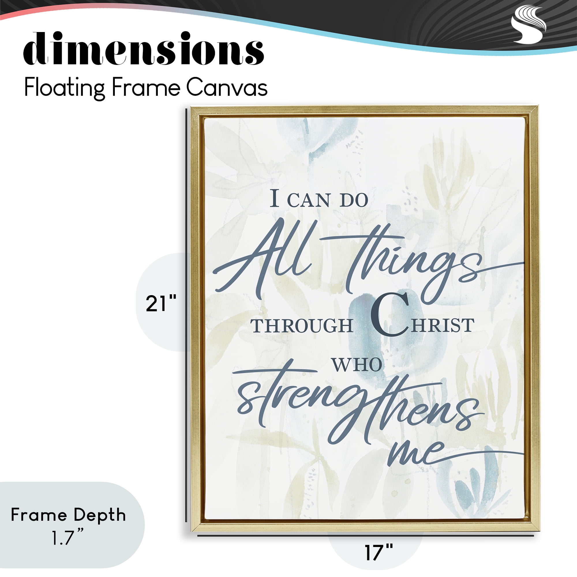 Stupell Industries All Things Through Christ Gold Framed Floater Canvas Wall Art, design by Krinlox