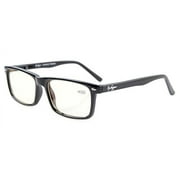 UV Protection, Anti Blue Rays, Spring Hinges Computer Eyeglasses（Yellow Tinted Lenses，Black） +1.0