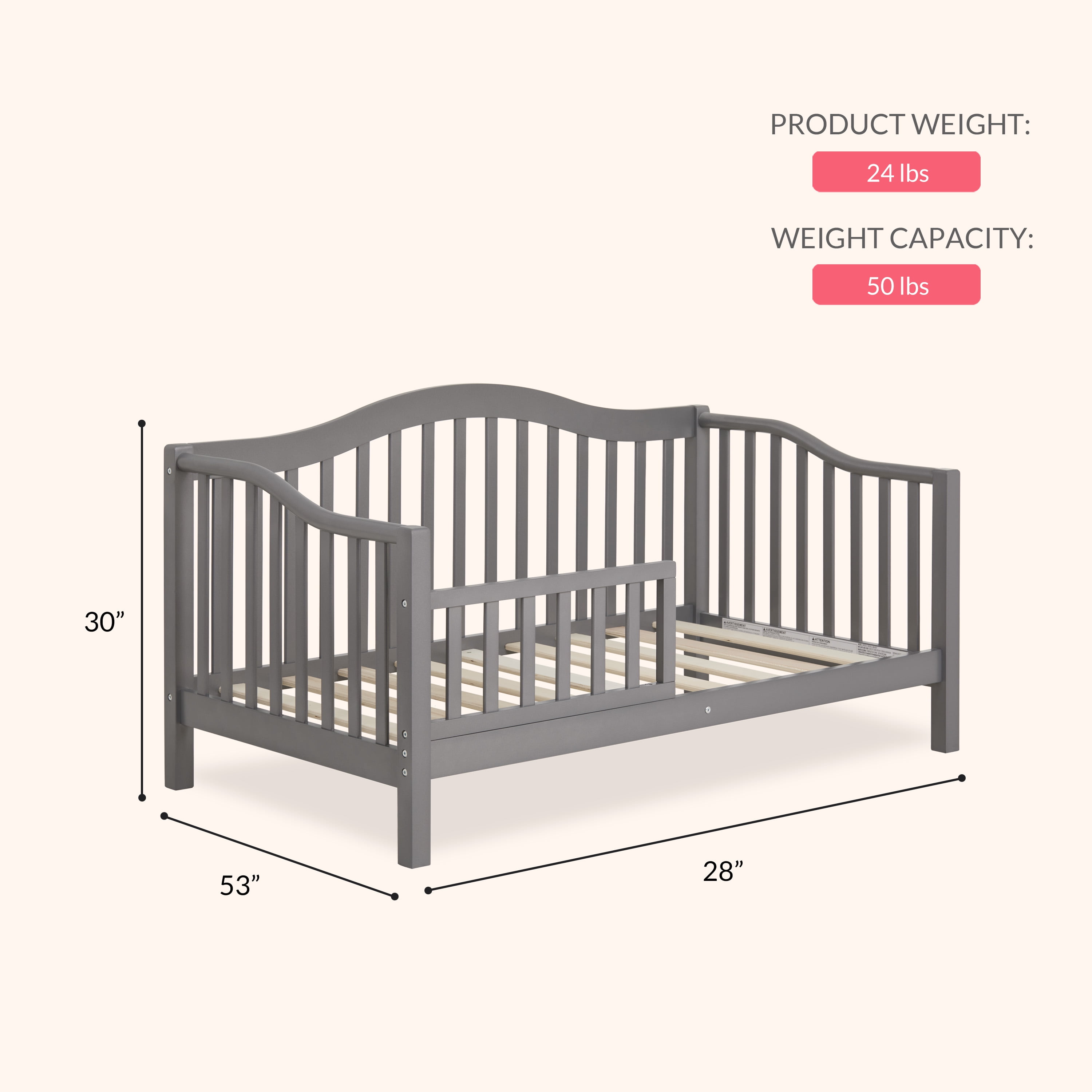 Dream On Me Austin Toddler Daybed in Storm Grey