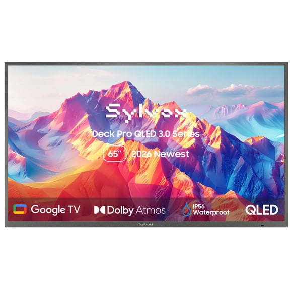 SYLVOX Outdoor TV, 65'' QLED TV, 4K UHD 1000nits High Brightness Smart TV, IP56 Waterproof TV for Partial Sun, Google TV with Dolby Atmos, Support Google Assistant, Chromecast,  (Deck Pro QLED 3.0)
