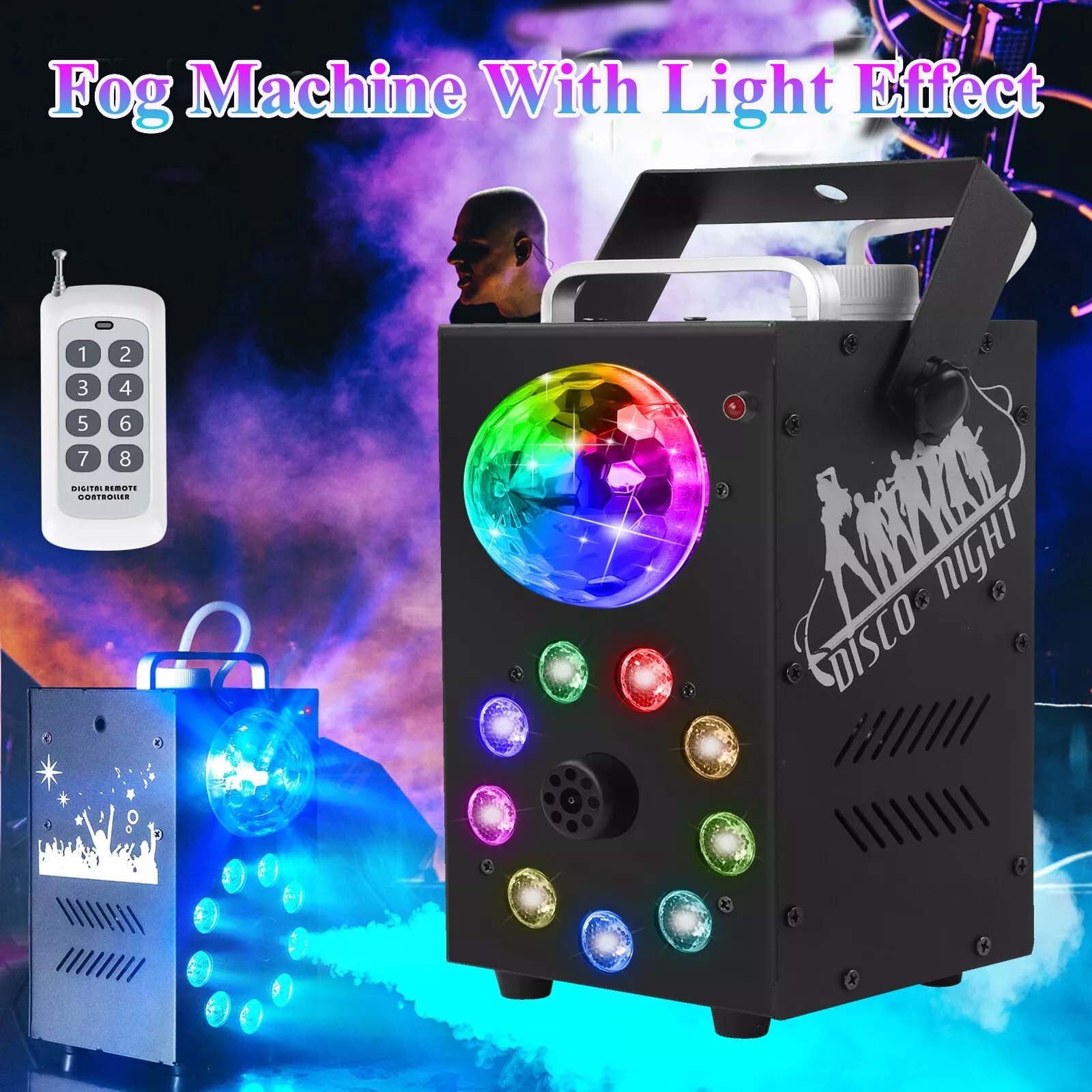 700W 3500 CFM Fog Machine - 9 LED Disco Ball Lights, Wireless Remote & Preheating Light, Ideal for Halloween, Christmas, Weddings & Parties