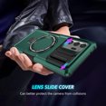 thumbnail image 6 of for Samsung Galaxy Note 20 Ultra Case with Camera Sliding Cover, [Compatible with MagSafe] with Magnetic Ring Kickstand, Military Grade Heavy Duty Protection Phone Case for Note 20 Ultra, Darkgreen, 6 of 10