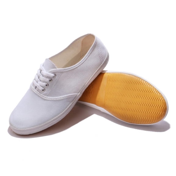 Tqyyweavej Women's White Canvas Sneakers Classic Low Top Lace Up Tennis Shoes Comfortable Closed Top Casual Shoes Gifts for Women