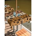 thumbnail image 2 of Outdoor Tablecloths with Umbrella Hole & Zipper, Yellow Brown 60x60 Inch Square Tablecloths, Farmhouse Dog Paw Vintage Waterproof Table Cloth, Patio/Pool/Picnic Table Covers, 2 of 8