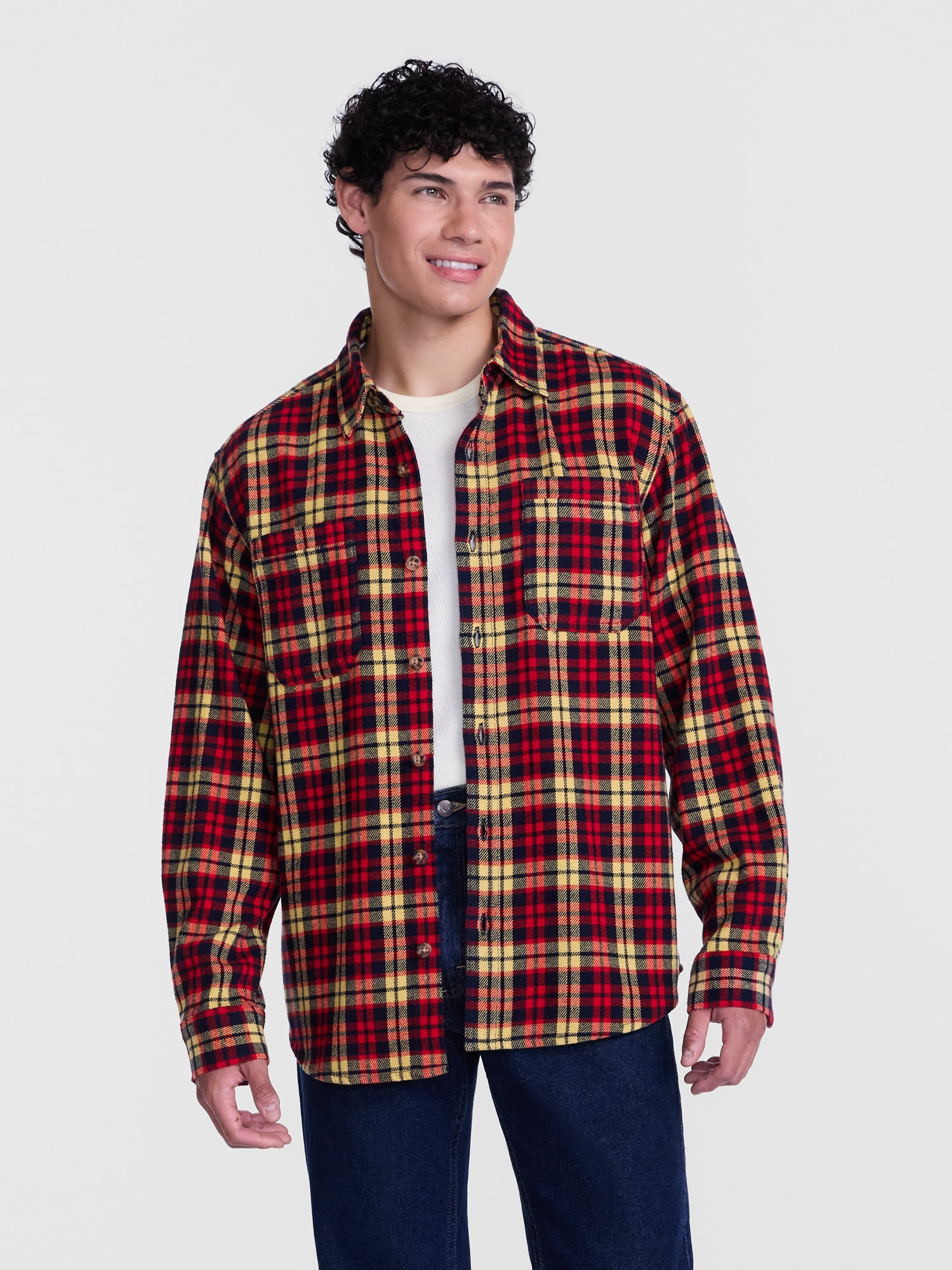 Brahma Men's Work Flannel Shirt with Long Sleeves, Sizes S-3XL