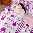thumbnail image 4 of Manfei Geometric Check 7 Pieces Full Size Bedding Sets,Minimalism Polka Dot Full Size Bed in a Bag,White Purple,Pink Reversible, 4 of 7