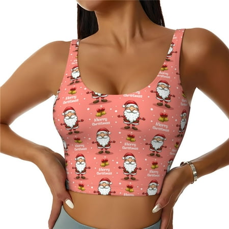 Matuu Merry Christmas Santa Claus for Women s Sports Bra - Soft  Comfortable and Breathable Sports Vest for Yoga  Fitness  and Dance-Large