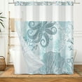 thumbnail image 6 of Mizhona Beach Octopus No Hook Shower Curtain with Snap in Liner,Teal Coral Hookless Bath Curtain,71"× 74", 6 of 6