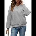 thumbnail image 1 of Sudadera de Cuello en V de Gran Tamaño para Mujer, Sudadera de de Larga, Sudadera con Capucha, Top Cómodo. Gris XL, 1 of 10
