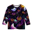 thumbnail image 3 of NAISIBABY Girls Halloween Shirts, 3/4 Sleeve Crewneck Spooky Pumpkin Causal Pullover Tees Multicolor 7T, 3 of 4