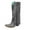 Grey, variant on PEASKJP Boots for Women Mid Calf Chunky Heels Patent Leather Boots,Gray 37