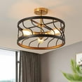 thumbnail image 1 of 3-Light Semi Flush Mount Ceiling Light,Rustic Vintage Wood Ceiling Light Fixture With Gold Interior for Entryway, Hallway, Foyer, Dining Room, Living Room, 1 of 6