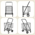 thumbnail image 3 of Leumius Foldable Shopping Cart,Large Shopping Cart Folding Grocery Cart with Double Basket and 360° Rolling Swivel Wheels for Halloween,Shopping,Laundry,Travel,Antique Black, 3 of 7