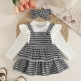 thumbnail image 5 of Duqingm Baby Girl Winter Clothes Toddler Girl Spring Fall Outfit Long Sleeve Ruffle Romper Floral Suspender Skirt Headband Set,3-6 Months, 5 of 7