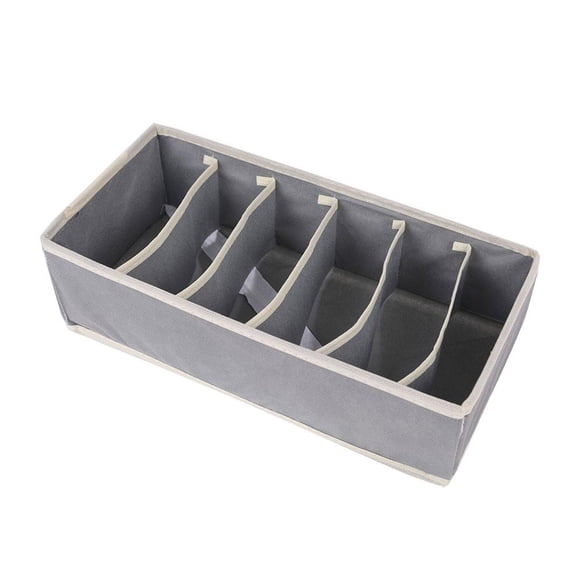 Grey 6-Grid Underwear Drawer Organizer Set - Fabric Bra & Sock Storage Boxes for Closet & Drawer Organization