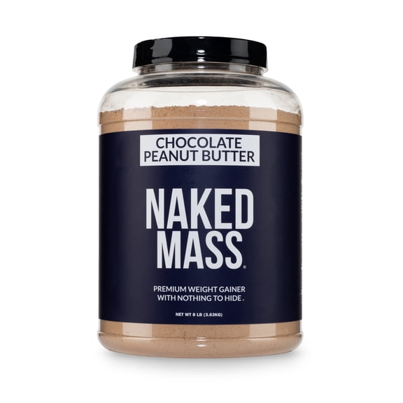 NAKED Chocolate Peanut Butter Mass - 1,280 Calories, 50G Protein, Nothing Artificial. All Natural Weight Gainer Protein Powder - 8Lb Bulk, GMO Free, Gluten Free & Soy Free