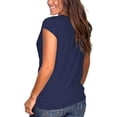 thumbnail image 3 of Women's Short Sleeve Round Neck T Shirt Front Twist Tunic Tops Casual Loose Fitted, 3 of 10