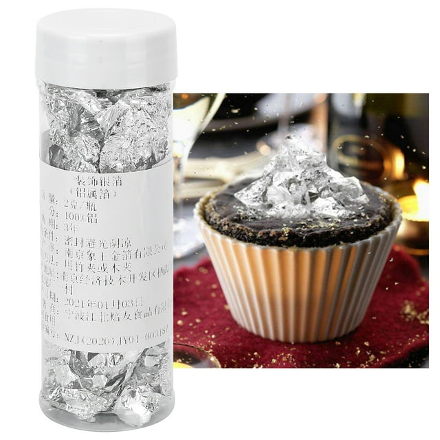 Foil Flakes, 2g Silver Foil Leaf Multipurpose for Chocolate Decoration for Skin Beauty for Artworks