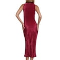 thumbnail image 5 of Liacowi Women Bodycon Long Dresses Sleeveless High Neck Pleated Slim Fit Dress for Party Cocktail, 5 of 8