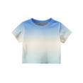 thumbnail image 4 of Lumtrix Crop Tops for Teen Girls Cute Short Sleeve Gradient Summer T Shirt Crewneck Fashion Shirts Tee Blue 140, 4 of 5