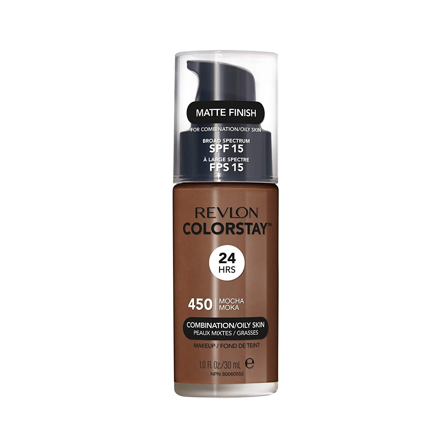 2 Pack Revlon ColorStay Liquid Foundation Makeup for Combination/Oily Skin SPF 15, Longwear Medium-Full Coverage with Matte Finish, Mocha (450), 1.0 oz