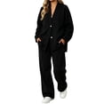 thumbnail image 2 of Zormilly Sweatsuits Women 2 Piece Outfit Button Down Jackets Straight Leg Sweatpants Fall Outfit Sets with Pockets, S-2XL, 2 of 5