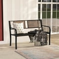 thumbnail image 4 of Costway 50" Outdoor Metal Park Bench with Rattan-Like Backrest & Curved Armrests, 4 of 9