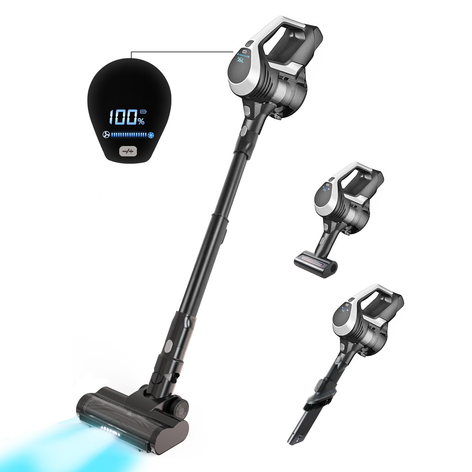 MOOSOO Cordless Vacuum with Large LED Display Screen